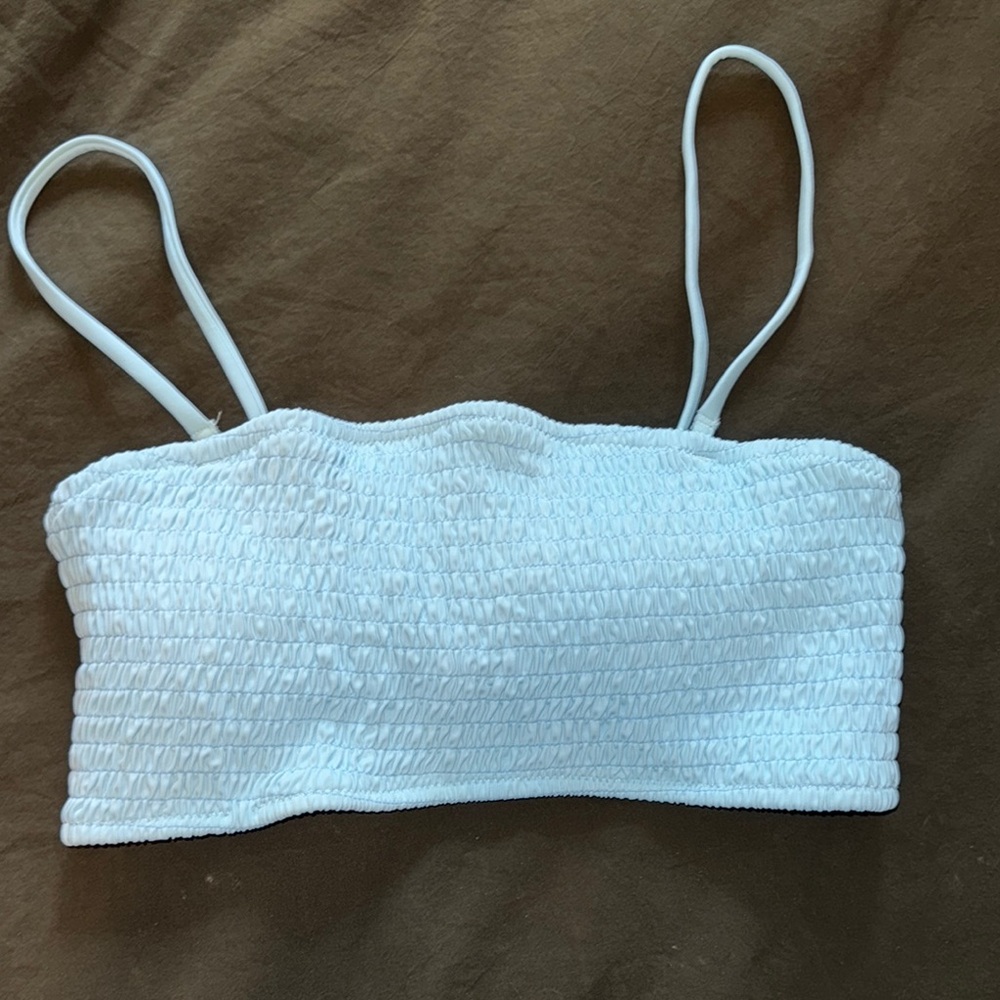 Blue Smocked bathing suit top